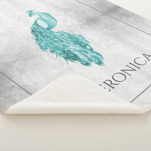 Aquamarines Elegantes Pfau Personalisiert Sherpa B Sherpadecke
