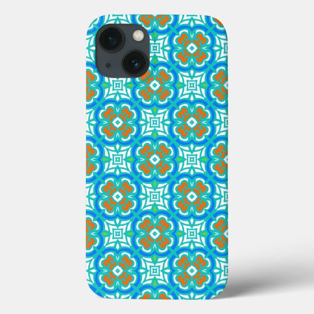 Aquamarines ethnisches Muster Case-Mate iPhone Hülle (Rückseite)