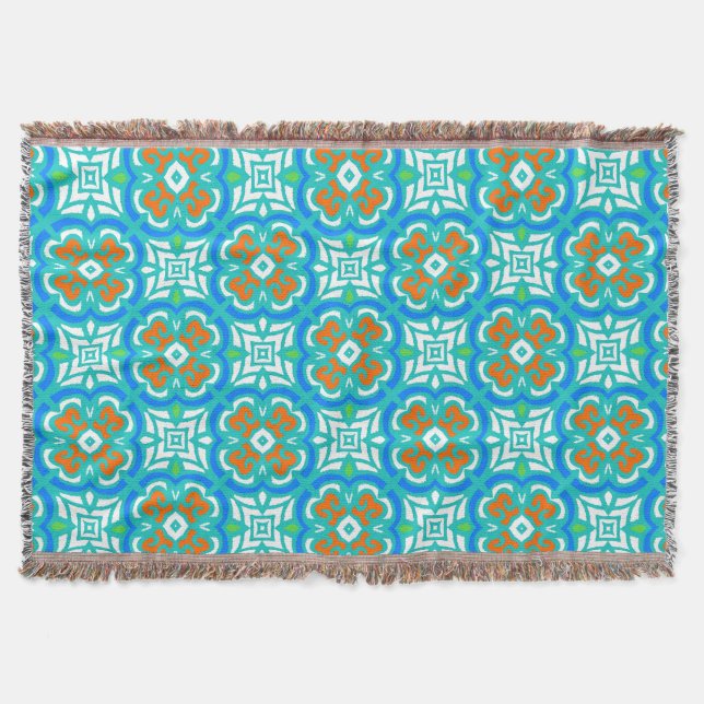 Aquamarines ethnisches Muster Decke (Vorderseite)