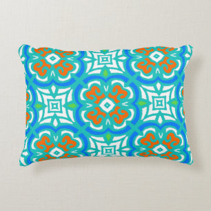 Aquamarines ethnisches Muster Zierkissen