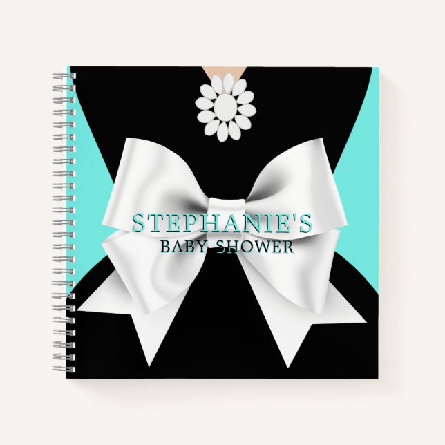 Aquamarines Extravagantes Tiffany Theme Babydusche Notizbuch (Vorderseite)