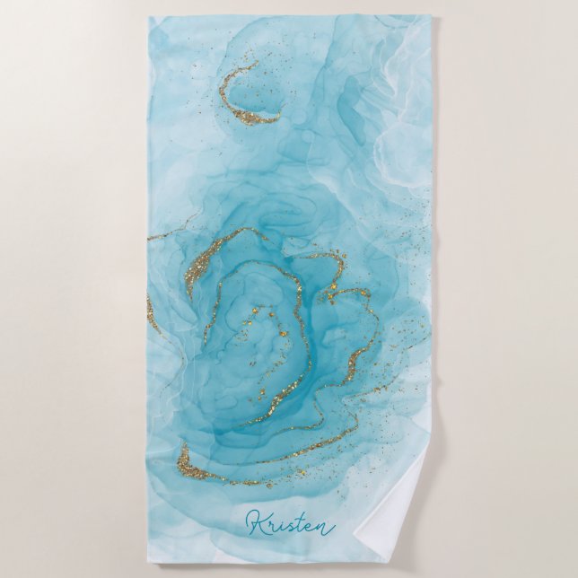 Aquamarines Farbmuster und Glitzer Muster Personal Strandtuch (Vorderseite)