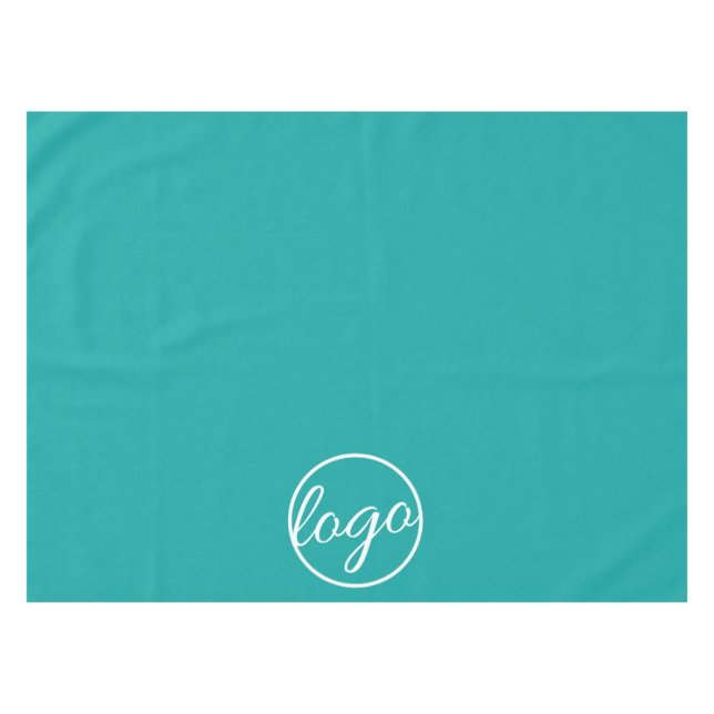 Aquamarines Firmenlogo für benutzerdefinierte Mess Tischdecke (Vorderseite (Horizontal))