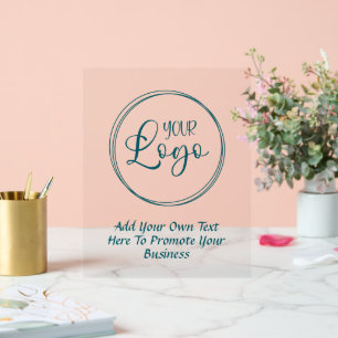 Aquamarines Firmenlogo mit Werbetext Acrylschild
