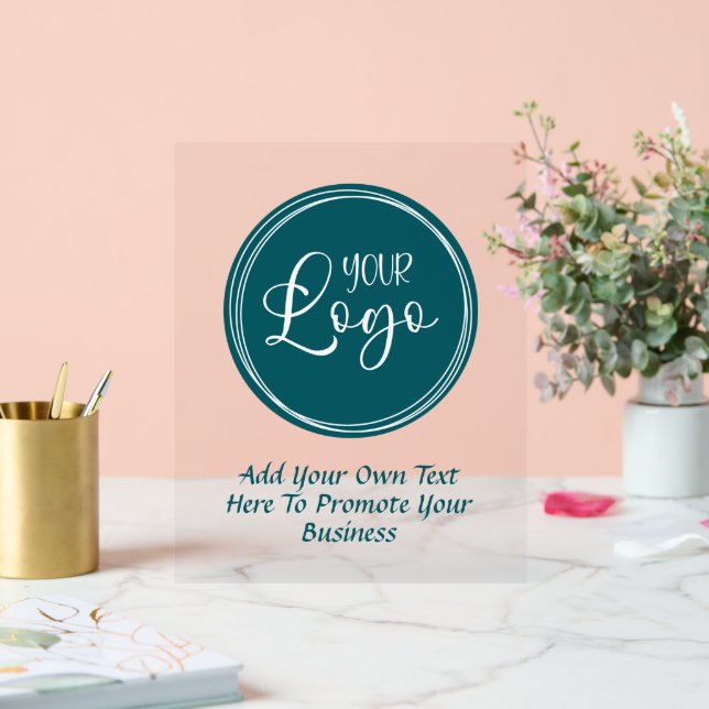 Aquamarines Firmenlogo mit Werbetext Acrylschild (Hochzeit)