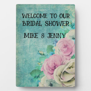 AQUAMARINES FLORAL BRAUTPARTY WELCOME SIGN FOTOPLATTE