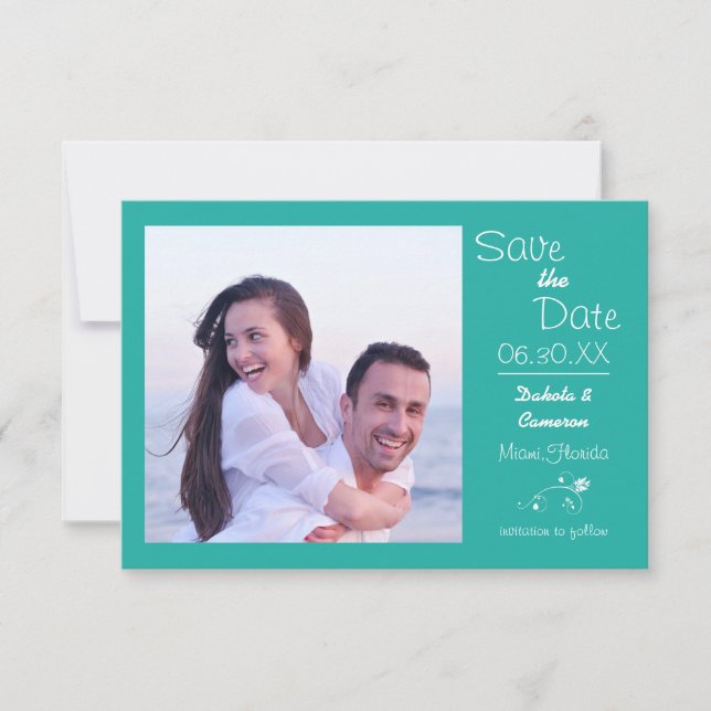 Aquamarines Foto Horizontal - 3x5 Save the Date (Vorderseite)