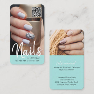 Aquamarines Foto mit modernem QR-Code  Visitenkarte