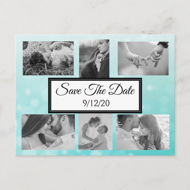 Aquamarines Foto Save the Date Ankündigungspostkarte (Vorderseite)