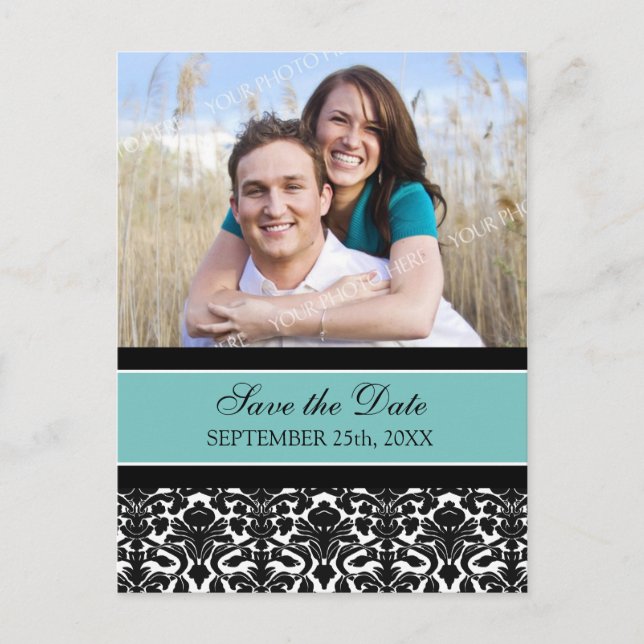 Aquamarines Foto Save the Date Hochzeitkarten Ankündigungspostkarte (Vorderseite)
