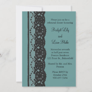 Aquamarines französisches Spitzenessen Probe Dinne Einladung