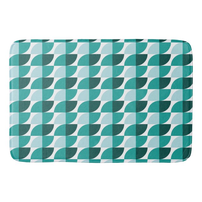 Aquamarines geometrisches Muster Badematte (Vorderseite)