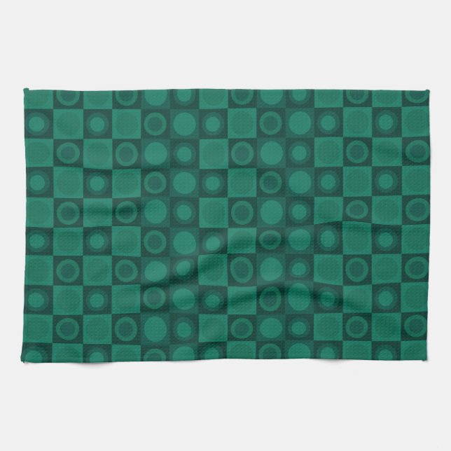 Aquamarines geometrisches Muster des MCM Geschirrtuch (Horizontal)