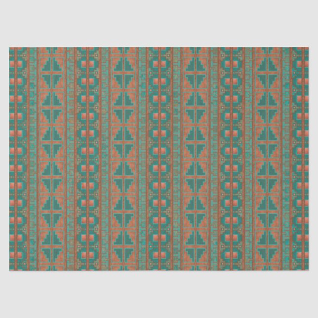 Aquamarines geometrisches Muster für Kupfer im Süd Seidenpapier (Vorderseite)