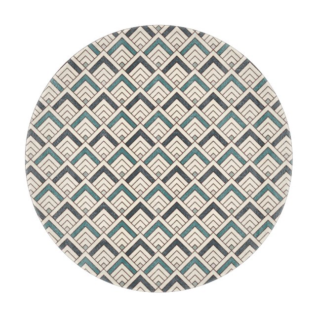 Aquamarines geometrisches Muster Schneidebrett (Vorderseite)