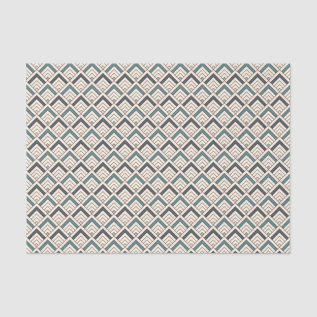 Aquamarines geometrisches Muster Seidenpapier (Vorderseite)