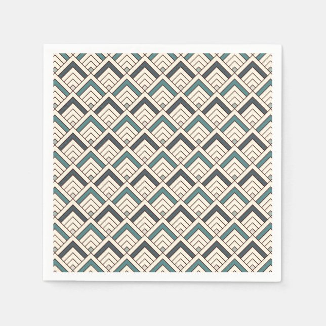 Aquamarines geometrisches Muster Serviette (Vorderseite)