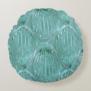 Aquamarines Glas abstrakte Kunstform Rundes Kissen