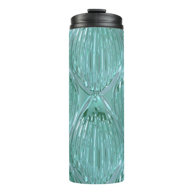 Aquamarines Glas abstrakte Kunstform Thermosbecher (Vorderseite)