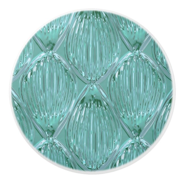 Aquamarines Glas abstraktes Muster Keramikknauf (Vorderseite)