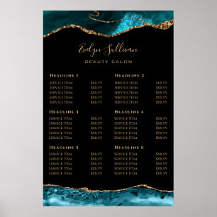 Aquamarines Gold Agate Price List Poster
