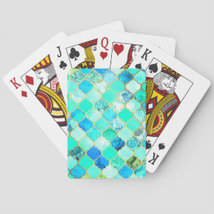 Aquamarines, Gold-, Blue Green Mermaid-Muster Spielkarten