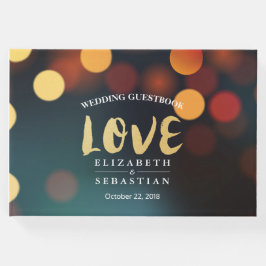 Aquamarines Gold Bokeh String Lights Wedding Gäste Gästebuch