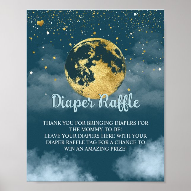 Aquamarines Gold Diaper Raffle Baby Duschzeichen Poster (Vorne)