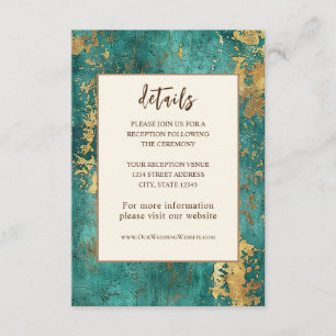 Aquamarines Gold Elegante Abstrakte Hochzeit Begleitkarte