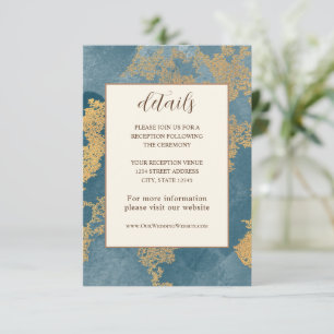 Aquamarines Gold Elegante Abstrakte Hochzeit Begleitkarte