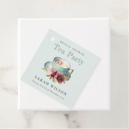 Aquamarines Gold Floral Teacup Brautparty Teezerem Geschenkanhänger