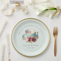 Aquamarines Gold Floral Teacup Brautparty Teezerem