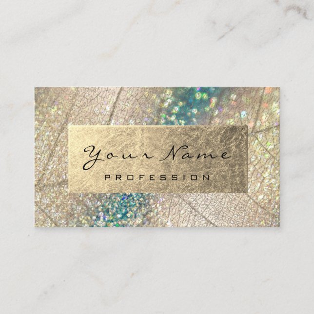 Aquamarines Gold Foil Botanical Beauty Studio Visitenkarte (Vorderseite)