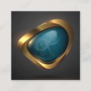 Aquamarines Gold-Logo Moderner Friseursalon Stylis Quadratische Visitenkarte