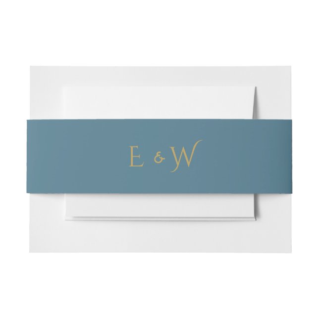 Aquamarines Gold Monogram Initials Einladungs-Zube Einladungsbanderole (Vorderseite Beispiel)