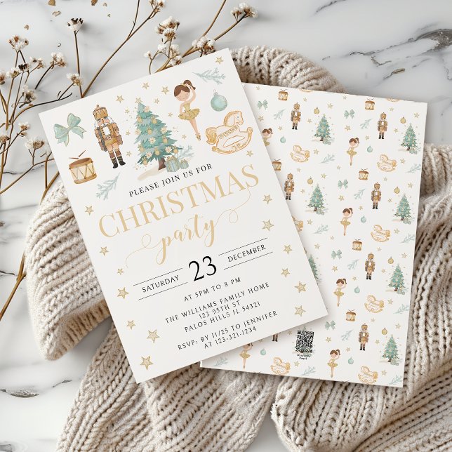 Aquamarines Gold Nutcracker Ballet Weihnachtsfest  Feiertagskarte (Von Creator hochgeladen)