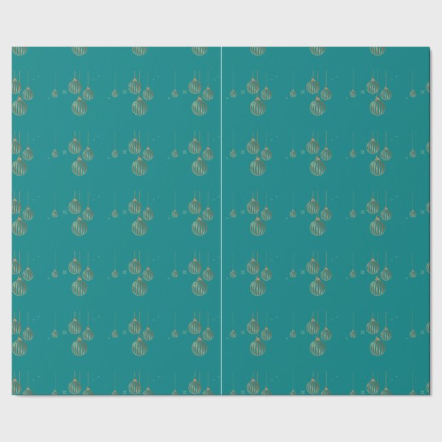 Aquamarines Gold Ornament Weihnachtswrapping Papie Geschenkpapier (Saum)