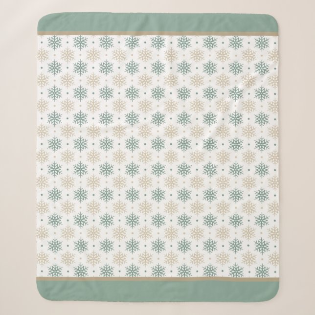 Aquamarines Gold Snowflake Muster Sherpadecke (Vorderseite)