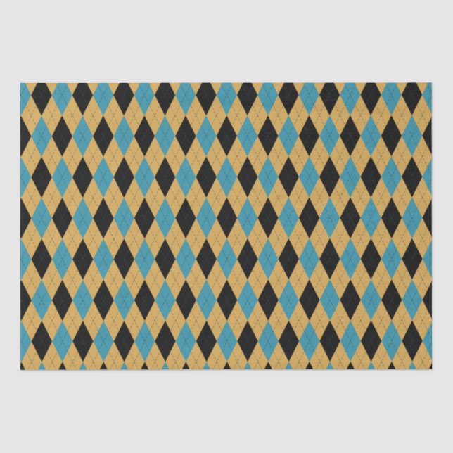 Aquamarines Gold und Schwarz Classic Raute Diamant Seidenpapier (Vorderseite)