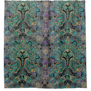 Aquamarines Goldlila schwarzer Mandala Duschvorhang