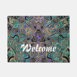 Aquamarines Goldlila schwarzer Mandala Fußmatte