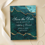 Aquamarines Goldmarmor Agate Geode Save the Date Ankündigungspostkarte<br><div class="desc">Moderne elegante Wasserfarbe Aquamarin und Goldmarmor Agate Geode Save the Date Postkarte</div>