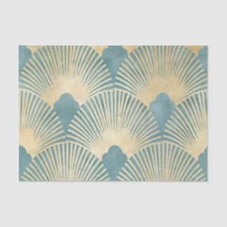 Aquamarines Goldmuster, Federmuster, Art Deco Chi Seidenpapier