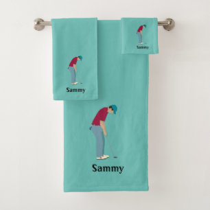 Aquamarines Golf Themed Bath Handtuch Set