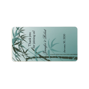 Aquamarines Gradient Natural Bamboo Wedding Lip Ba Adressaufkleber