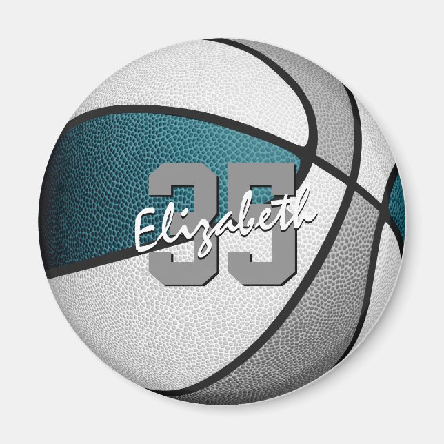 aquamarines graues Basketballteam färbt Party-Gesc Magnet (Vorne)