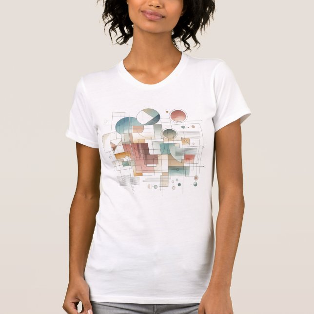 Aquamarines graues blaues Beige Rost Abstraktes Ku T-Shirt (Vorderseite)