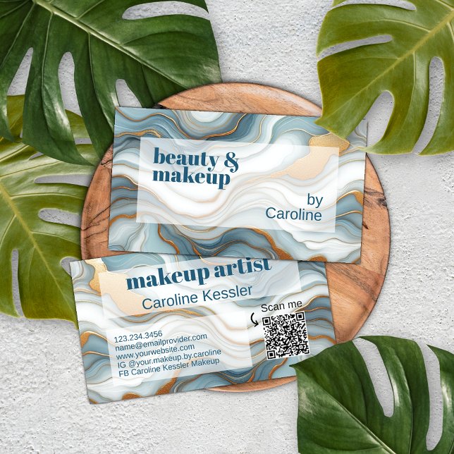 Aquamarines graues blaues Goldmarmor Kunstmuster Visitenkarte (Von Creator hochgeladen)