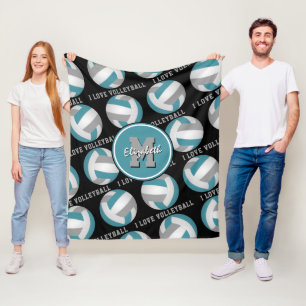 aquamarines graues I-Liebe Volleyballtextmuster Fleecedecke