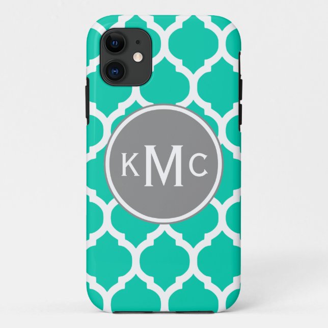Aquamarines graues marokkanisches Gitter Case-Mate iPhone Hülle (Rückseite)